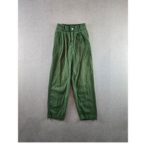 Big Bud Press Trousers Womens XS Green High Rise Work Pants Hipster Wide Leg